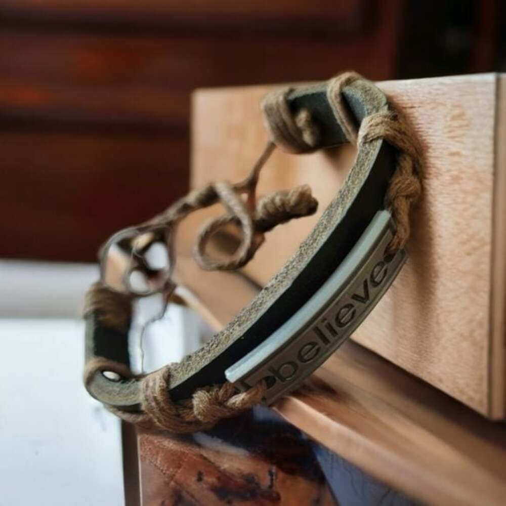 Believe Brown Leather Bracelet